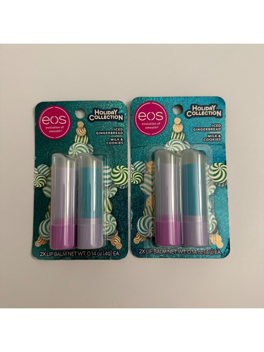 EOS Holiday Collection Lip Balm Iced Gingerbread Milk & Cookies 2-Pack